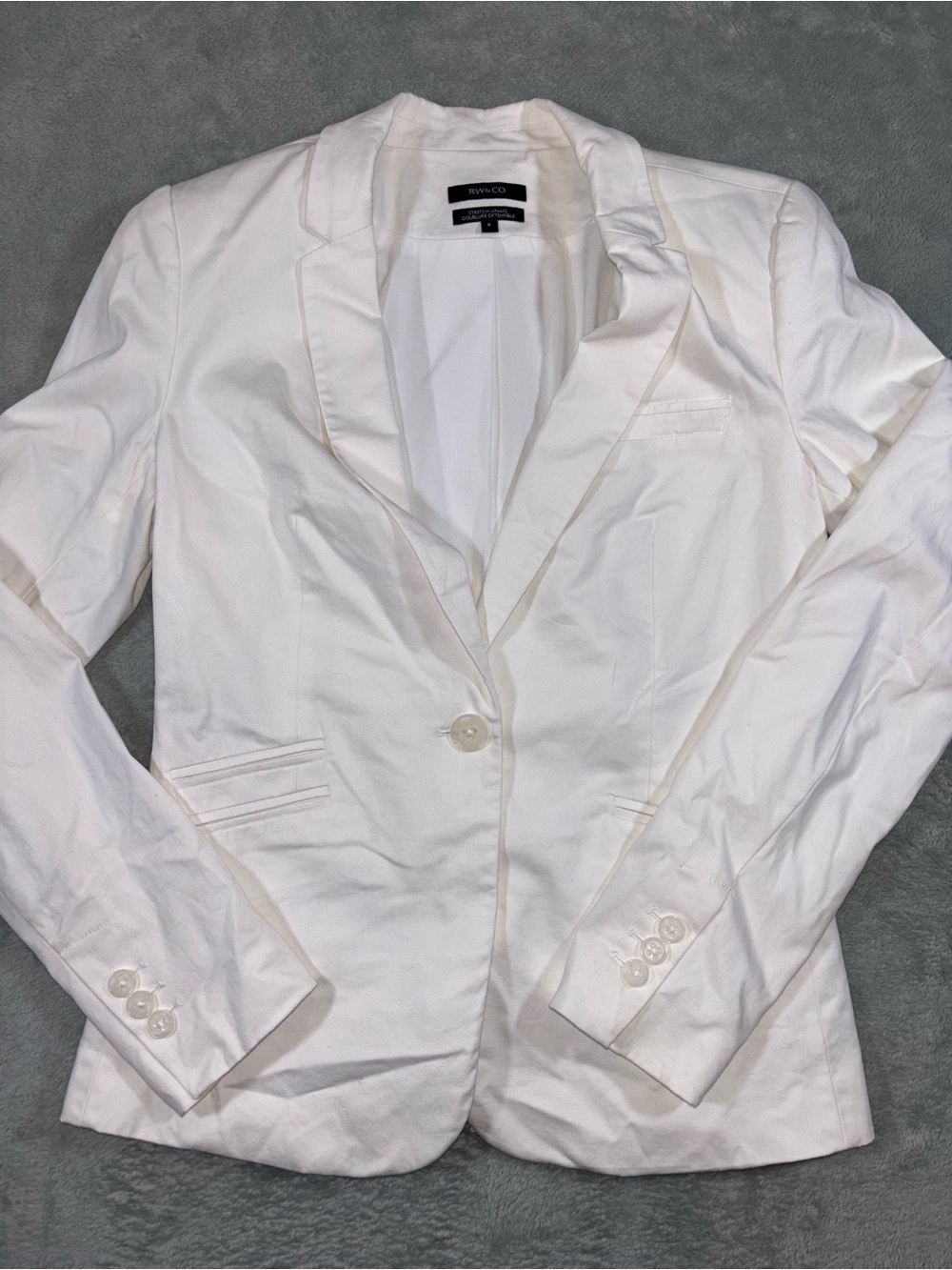 RW&CO. White Tailored Single-Button Fitted Blazer Size 6